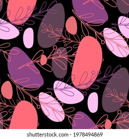 Line art floral pattern. Trendy texture for any purposes. Bright and colorful spring or summer print.	