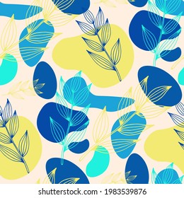 Line art floral pattern. Trendy texture for any purposes. Bright and colorful spring or summer print.	