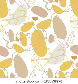 Line art floral pattern. Trendy texture for any purposes. Bright and colorful spring or summer print.	