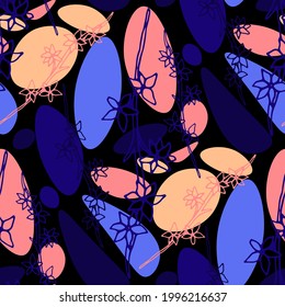 Patrón floral de arte lineal. Textura de moda para cualquier propósito. Primavera luminosa y colorida o impresión de verano.	