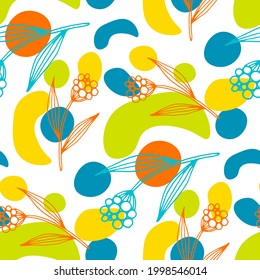 Line art floral pattern. Trendy texture for any purposes. Bright and colorful spring or summer print.	