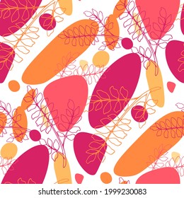 Patrón floral de arte lineal. Textura de moda para cualquier propósito. Primavera luminosa y colorida o impresión de verano.	
