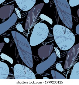 Line art floral pattern. Trendy texture for any purposes. Bright and colorful spring or summer print.	