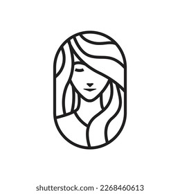 Line art floral women logo design for beauty salon, hair salon, cosmetic 