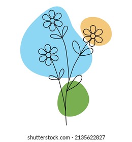 Line Art Flower forget-me-not vector illustration