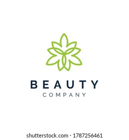 Line Art of Flower Leaf, beauty leaves plant for salon cosmetic spa hotel nature organic logo design