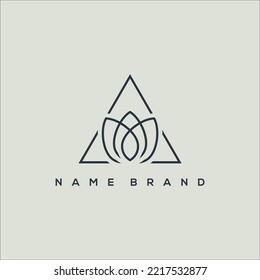 Dibujo de línea del logotipo de flores o hojas con líneas triangulares