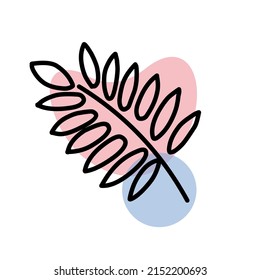 Line art flower and leaf. Minimalis. Suitable for social media posts, mobile apps, cards, invitations, banners design and web, internet ads. Vector illustration.