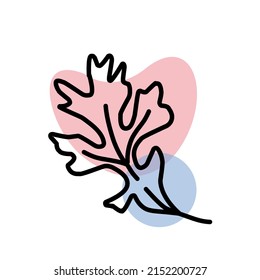 Line art flower and leaf. Minimalis. Suitable for social media posts, mobile apps, cards, invitations, banners design and web, internet ads. Vector illustration.