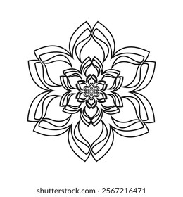 Line Art flower logo design black and white Vector