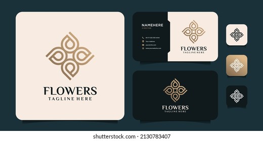 Line art flower logo vector design elements