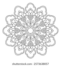 A line art flower mandala of a coloring page