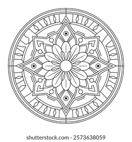 A line art flower mandala of a coloring page