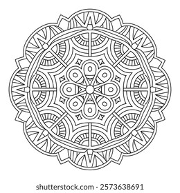 A line art flower mandala of a coloring page