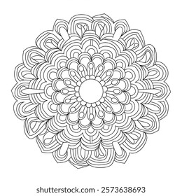 A line art flower mandala of a coloring page