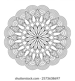 A line art flower mandala of a coloring page