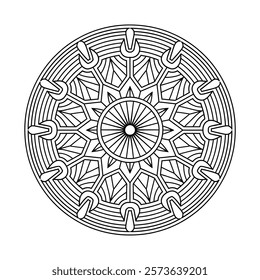 A line art flower mandala of a coloring page