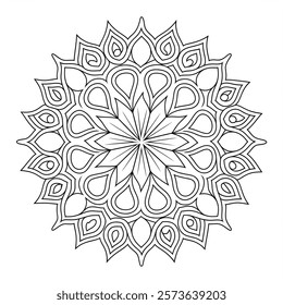 A line art flower mandala of a coloring page