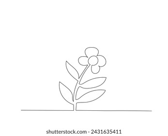 Line art flower on white background. Vector illustration.