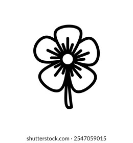 Line Art Flower Plant Icon, Garden Flower Plant Illustration, Flower Icon