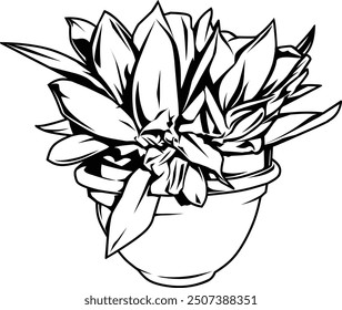 line art of a flower in a pot