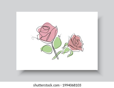 Line art of flower rose. Abstract hand drawn vector illustration. Abstract Plant Art design for print, home decor, cover, wallpaper, Minimal and natural wall art posters