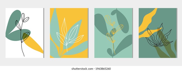 Line art flower set. One line drawing. Fancy line art. Trendy concept for the logo, card, banner, poster flyer, vector illustration.