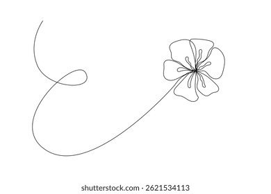  Line Art Flower Silhouette. Een doorlopende kromme omtrek bloemdecoratie. Eenvoudige Plant Contour Ontwerp. kaart of Uitnodiging Hand getrokken Sierelement. Het thema natuur en schoonheid.