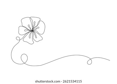  Line Art Flower Silhouette. Een doorlopende kromme omtrek bloemdecoratie. Eenvoudige Plant Contour Ontwerp. kaart of Uitnodiging Hand getrokken Sierelement. Het thema natuur en schoonheid.