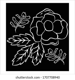 flor vectorial de líneas negro y blanco - eps10