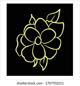 line art flower vector gold color - vector eps10