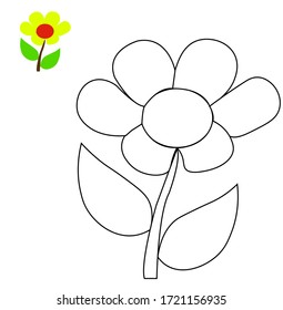 line art flower. vector illustration. For pre school education, kindergarten and kids and children. Coloring page and books, outline