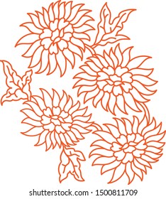 line art flower vector,art of batik.