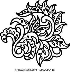 line art flower vector,art of batik.
