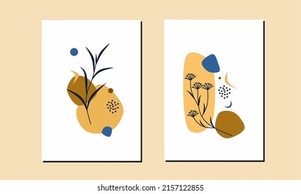 Line art flowers wall art set. Bontanical flowers wall decor. Florals wall Decorations, Scandinavian home decorations, boho, poster, background, Wallpaper, invitation and social media.