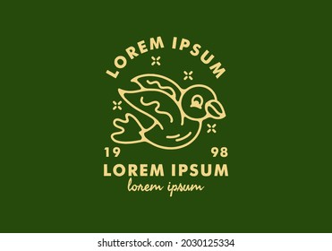 Line art of flying bird with lorem ipsum text design