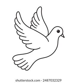 Line art of flying dove vector