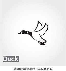 line art Flying duck, goose, swan fast logo