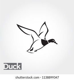 line art Flying duck, goose, swan landing logo