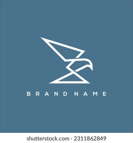 line art flying eagle travel logo vector