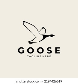 Line Art Flying Goose Logo Vector Design