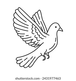 Line art of flying pigeon cartoon vector