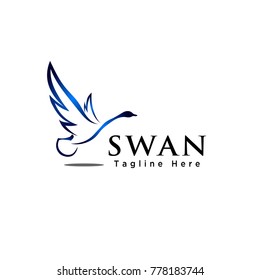 Line Art Flying Swan Bird Logo