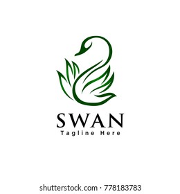 Line art flying swan bird logo