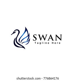 Line art flying swan logo