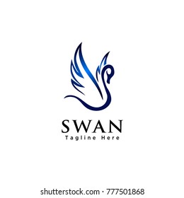 Line art flying swan logo