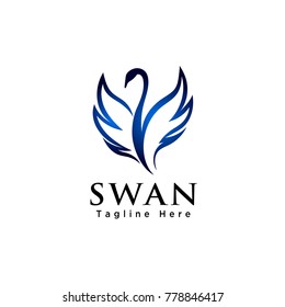 Line art flying swan logo