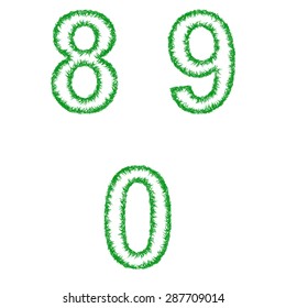 Line art font design set - numbers 8, 9, 0