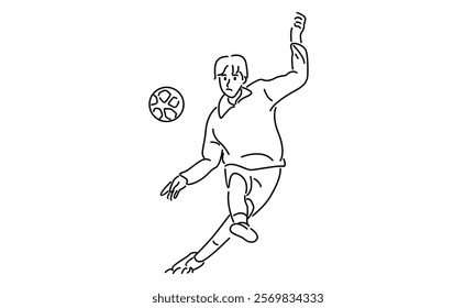 line art of football player kicks the ball