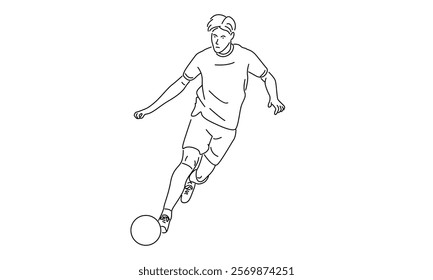 line art of football player kicks the ball